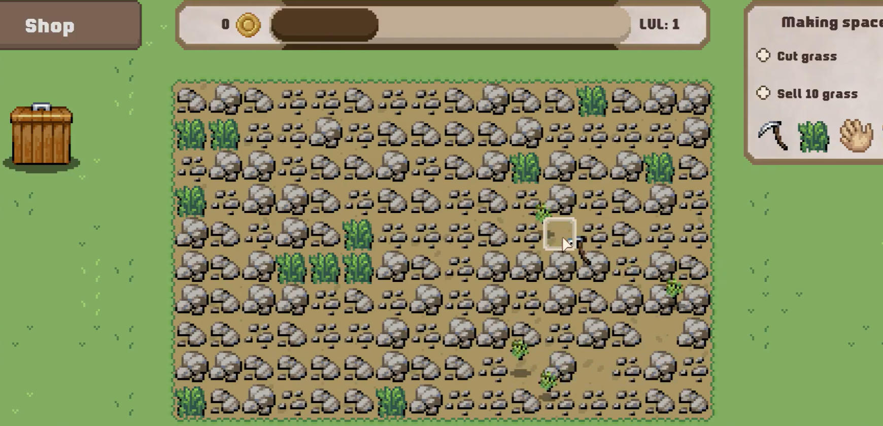 Clickdew Valley farming simulation game showing crop planting