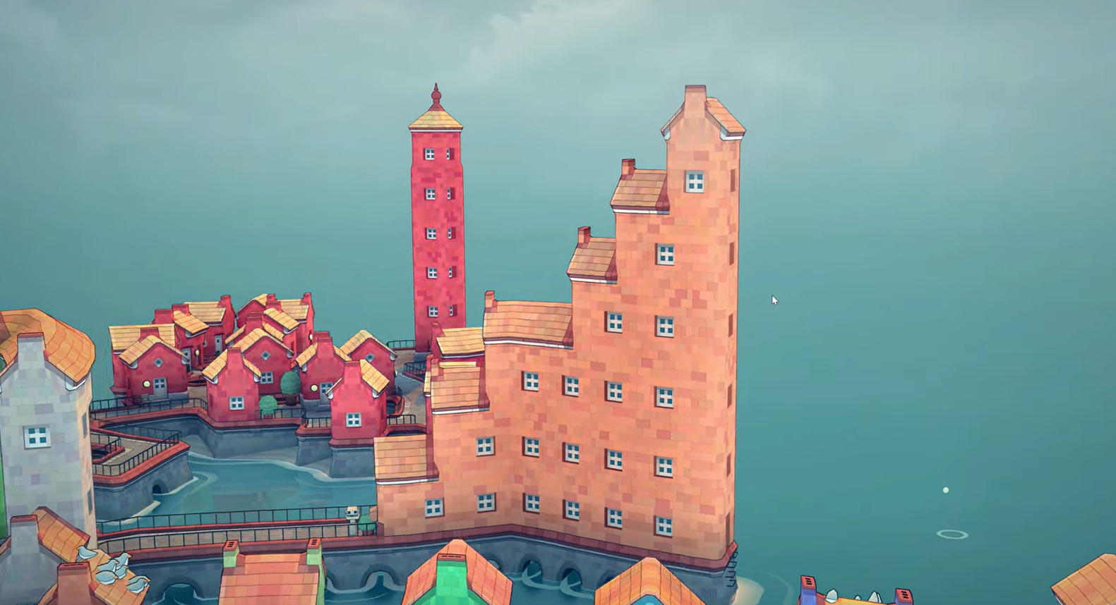 Townscaper sandbox building game with colorful towers
